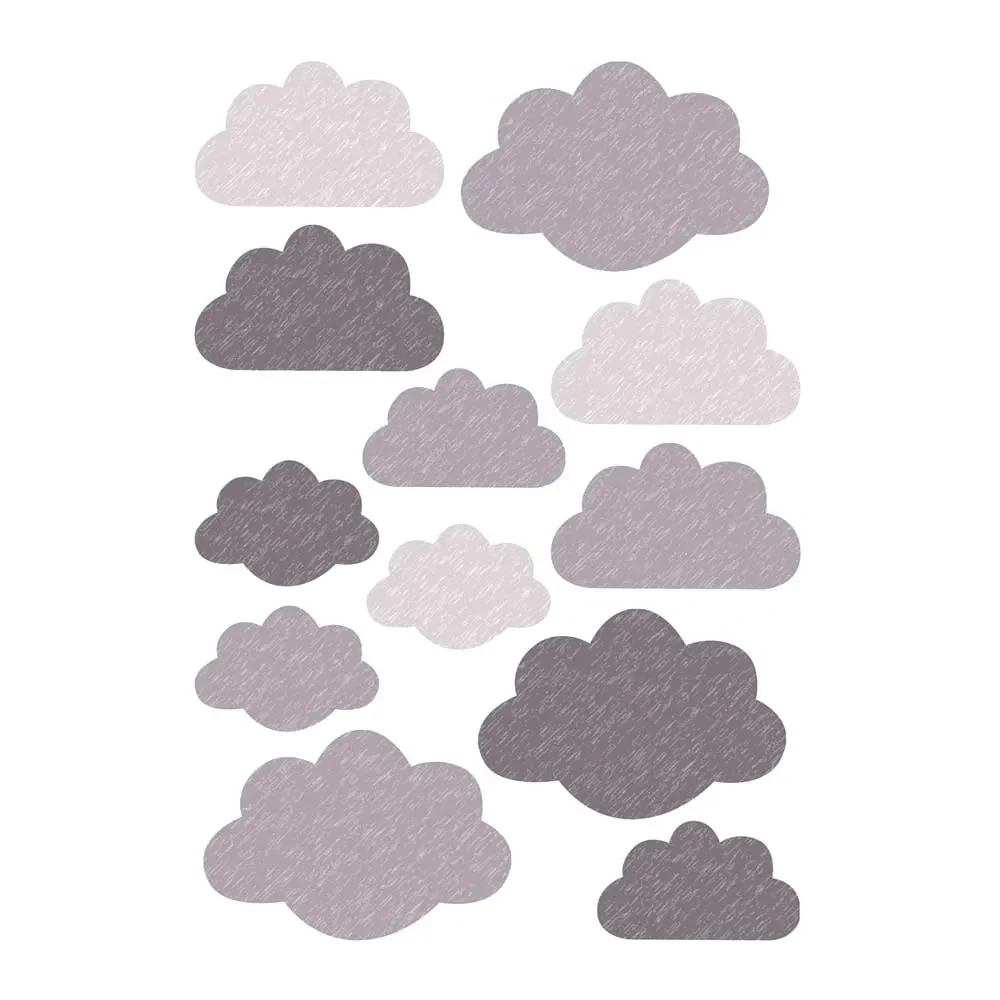 Buokids muursticker wolken grijs