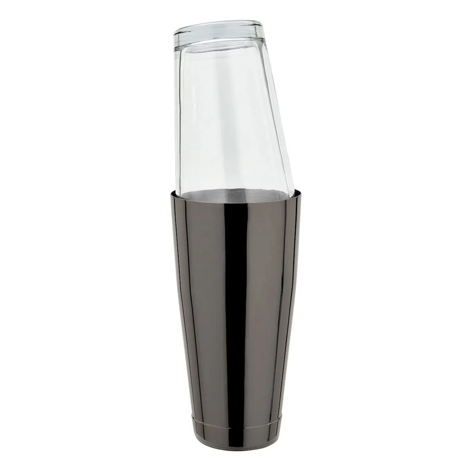 "Boston Cocktailshaker, Shakebeker cocktail - Roestvrij staal, GMB, gunmetal zwart met origineel Amerikaans mengglas, 28 oz image"