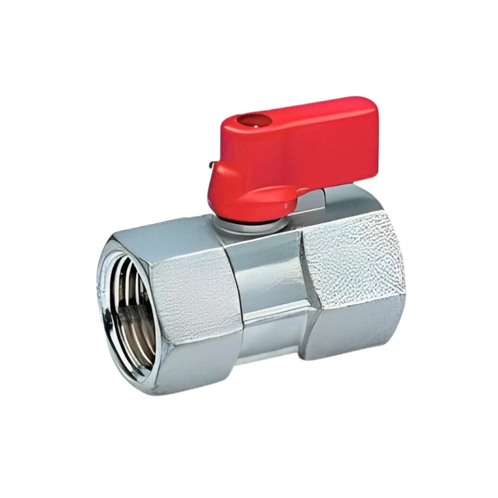 "Mini Kogelkraan Messing 1/4 inch - Rode Hendel image"