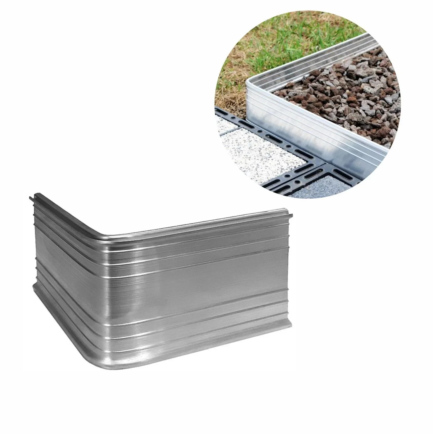 "Hoekhoek 90 graden voor Ultra sterke aluminium Borderrand 14cm | Gazonrand | Kantopsluiting image"