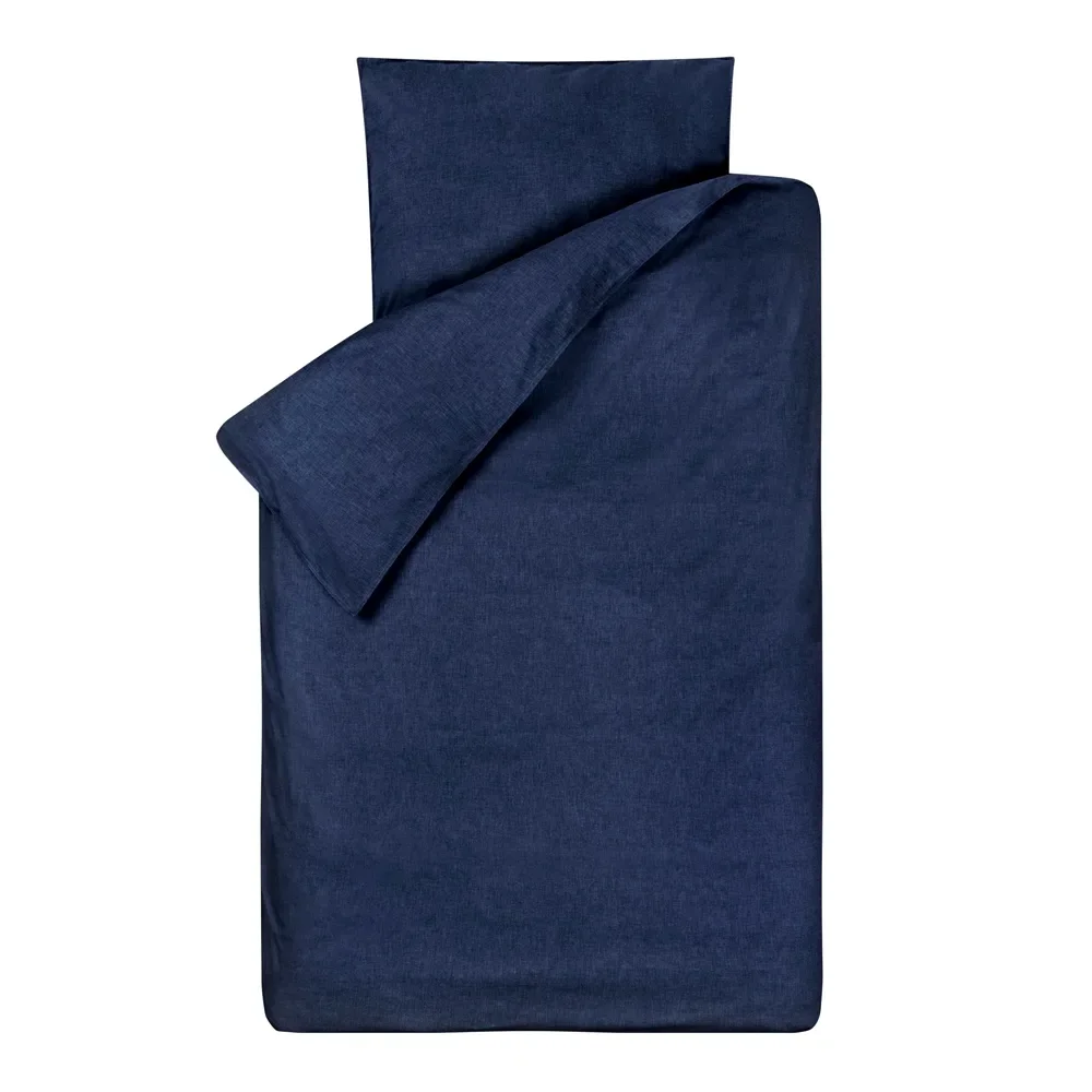 Bink beddengoed Bo uni jeans blauw 135 x 200