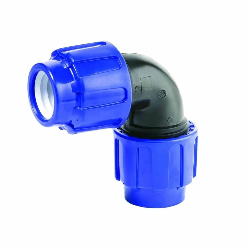 PE Koppeling 16mm 90 Graden, Klemmkoppeling