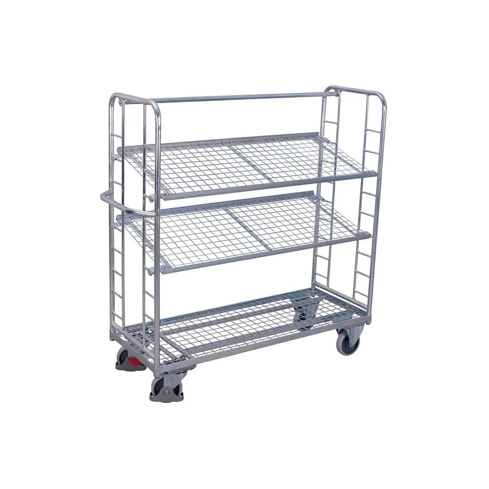 "Etagenwagen met 3 draadroosterplanken verzinkt 250 kg draagvermogen type M + EasySTOP image"