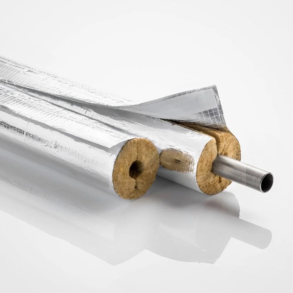 "Pijpisolatie - Steenwol met Aluminium - 60mm, 40mm, 1m image"