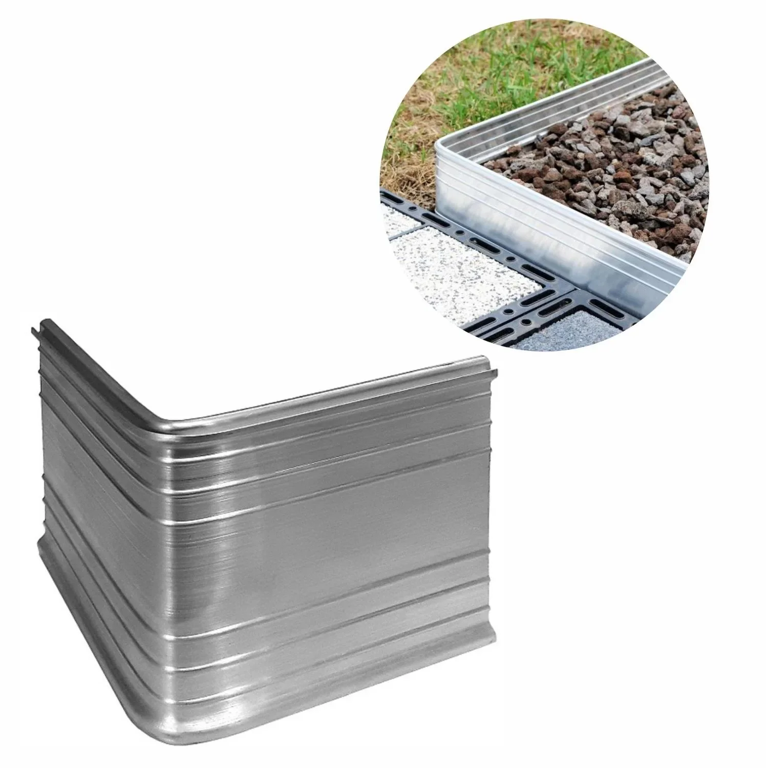 "Hoekhoek 90 graden voor Ultra sterke aluminium Borderrand 24cm | Gazonrand | Kantopsluiting image"
