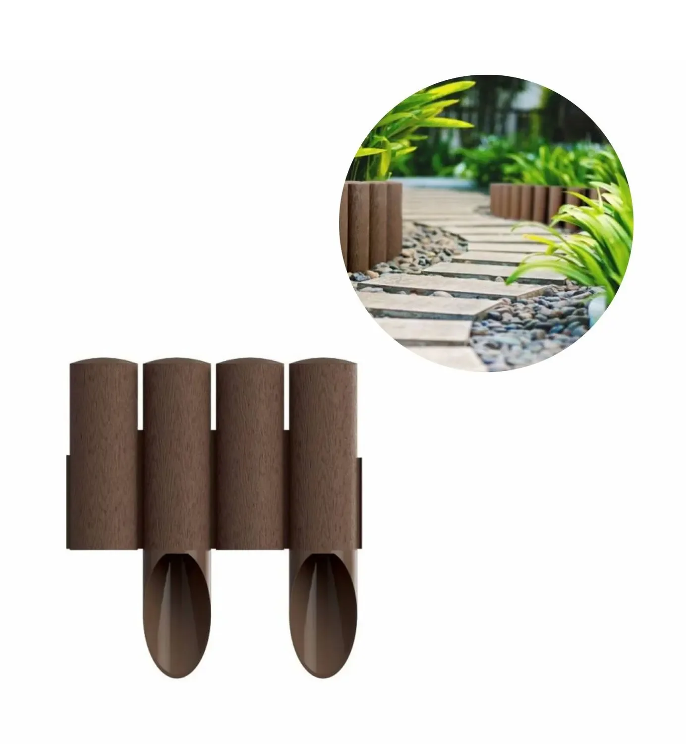 "Borderrand plastic bruin 23cm x 25,5 cm | Gazonrand | Kantopsluiting image"
