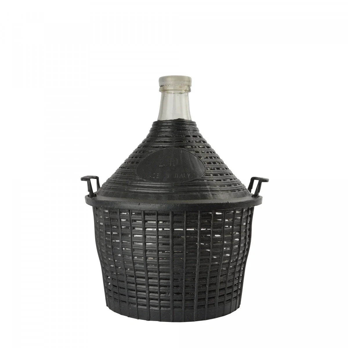 "Mandfles, Carboy, Wijnballon 10L - normale opening met mandje + plastic stop image"