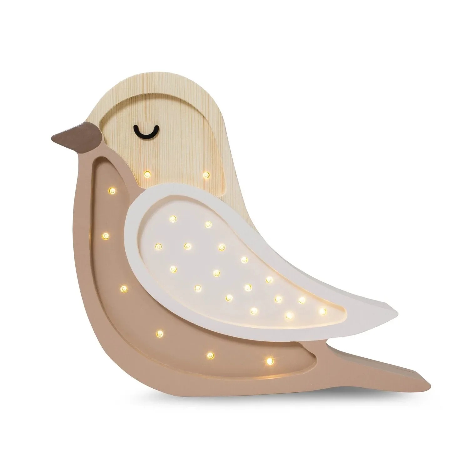 "Little Lights Kinder-nachtlampje, vogel - 100% natuurlijk grenen hout, kleur: koffiehout image"