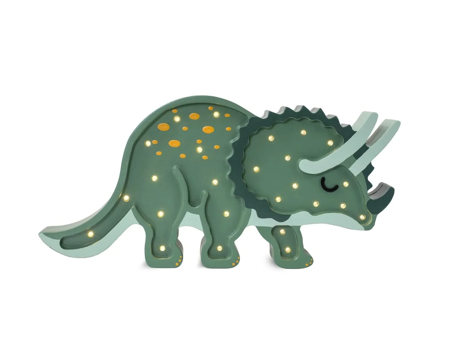 "Little Lights Nachtlampje voor kinderen, nachtlamp Triceratops dinosaurus - 100% natuurlijk grenen, kleur: militair groen image"