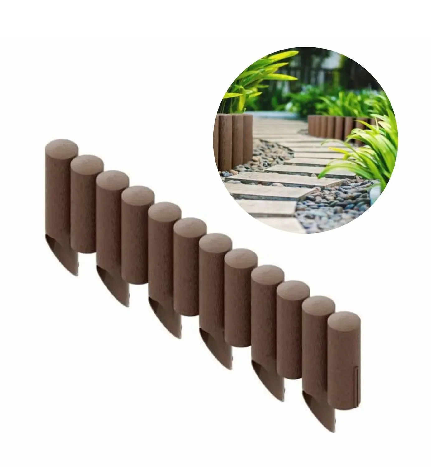 "Borderrand plastic bruin 2,3m x 25,5cm | Gazonrand | Kantopsluiting image"