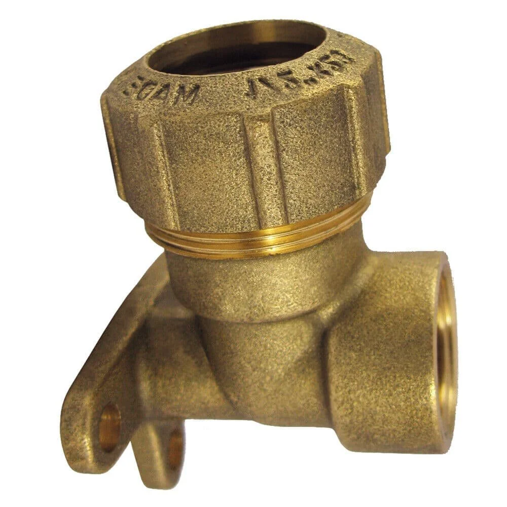 "PE Buis Koppeling Messing met Wandbevestiging 20mm x 1/2" image"