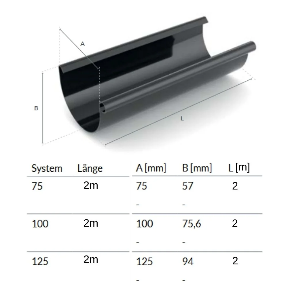 "Bruine Dakgoot 2 meter, Kunststof Regenpijp, Systeem 75 image"