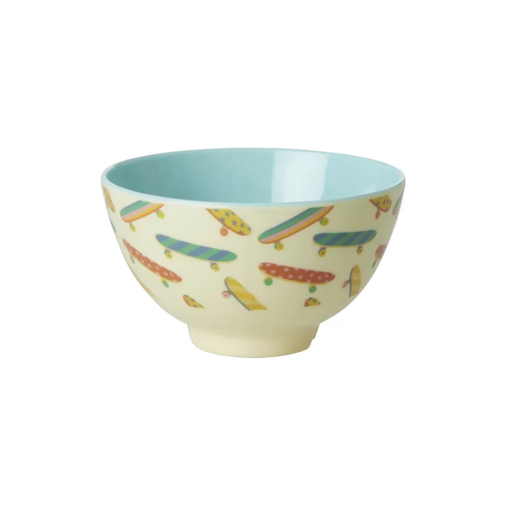 "RICE bord en kom met skateboardprint, melamine, klein formaat image"