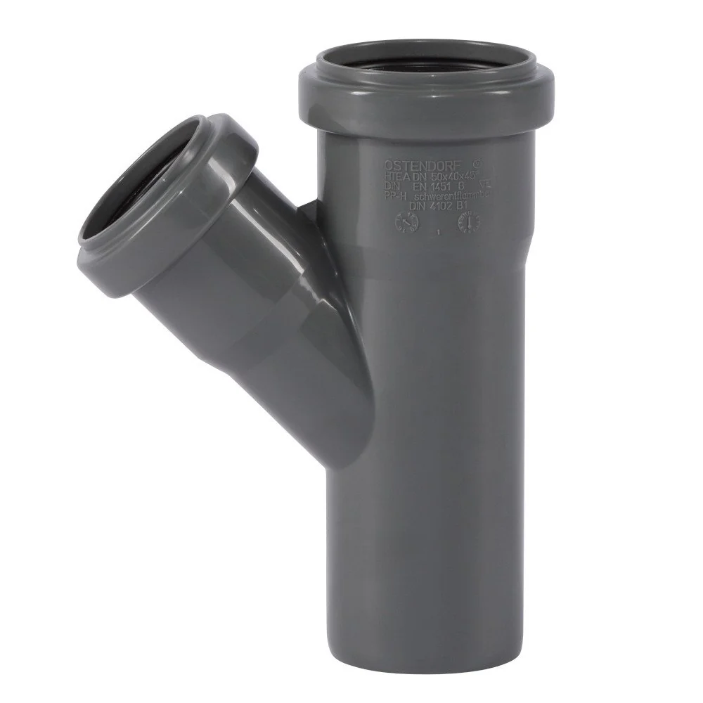 "HT Afvoer T-stuk DN 50/40, 45 Graden image"