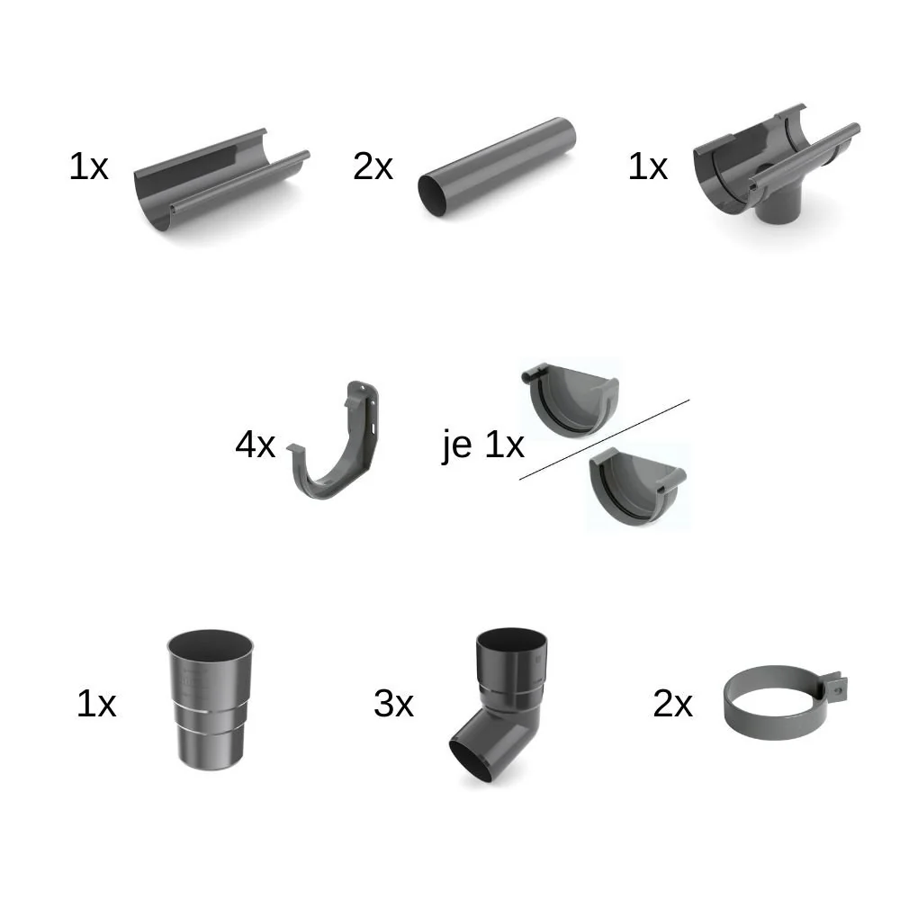 "Dakgoot Set Compleet, 2m Grafiet, PVC image"