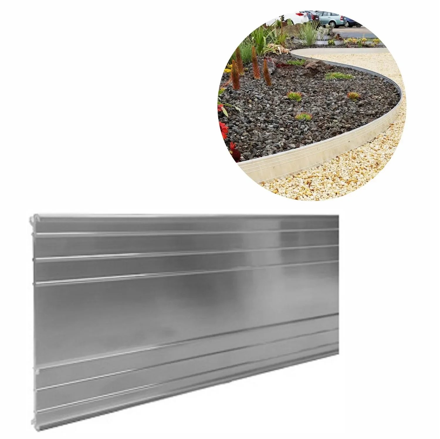 "Ultra sterke aluminium Borderrand Hoogte: 10-14-24 cm, Lengte: 1-30 m | Gazonrand | Kantopsluiting, Breedte-gs: 24 cm; Kwaliteit GS: 10 image"
