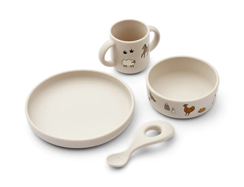 "Liewood Kinderservies set - Vivi, siliconen, Boerderij/Sandy image"