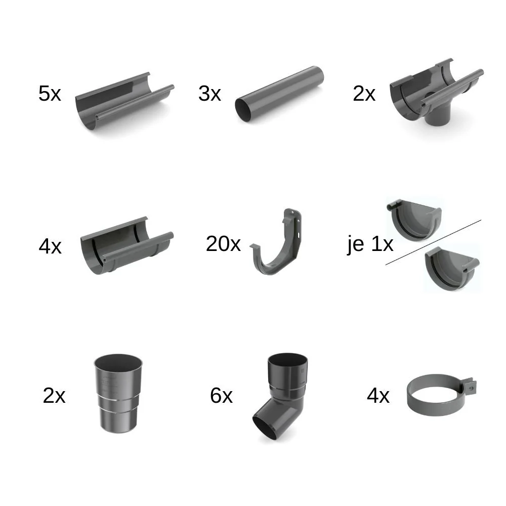 "Dakgoot Set Grafiet 10m, Systeem 75 image"