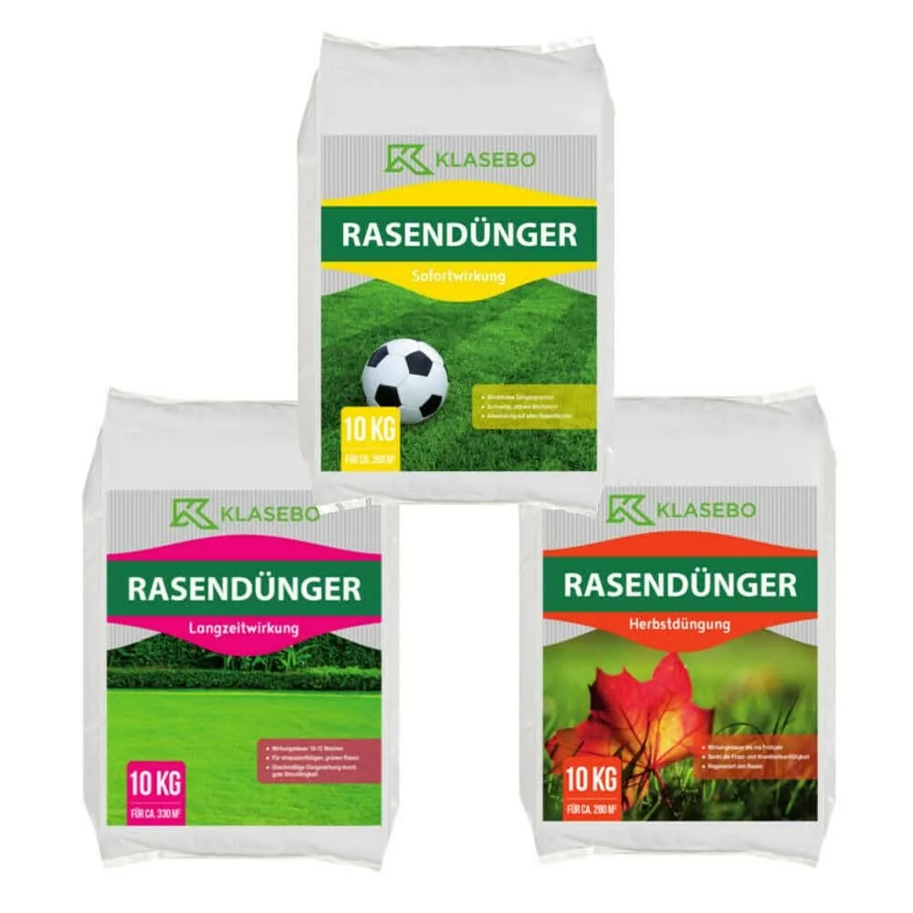 Voorjaar+zomer+najaar gazonmestpakket (10kg direct+10kg langdurig+10kg najaar)
