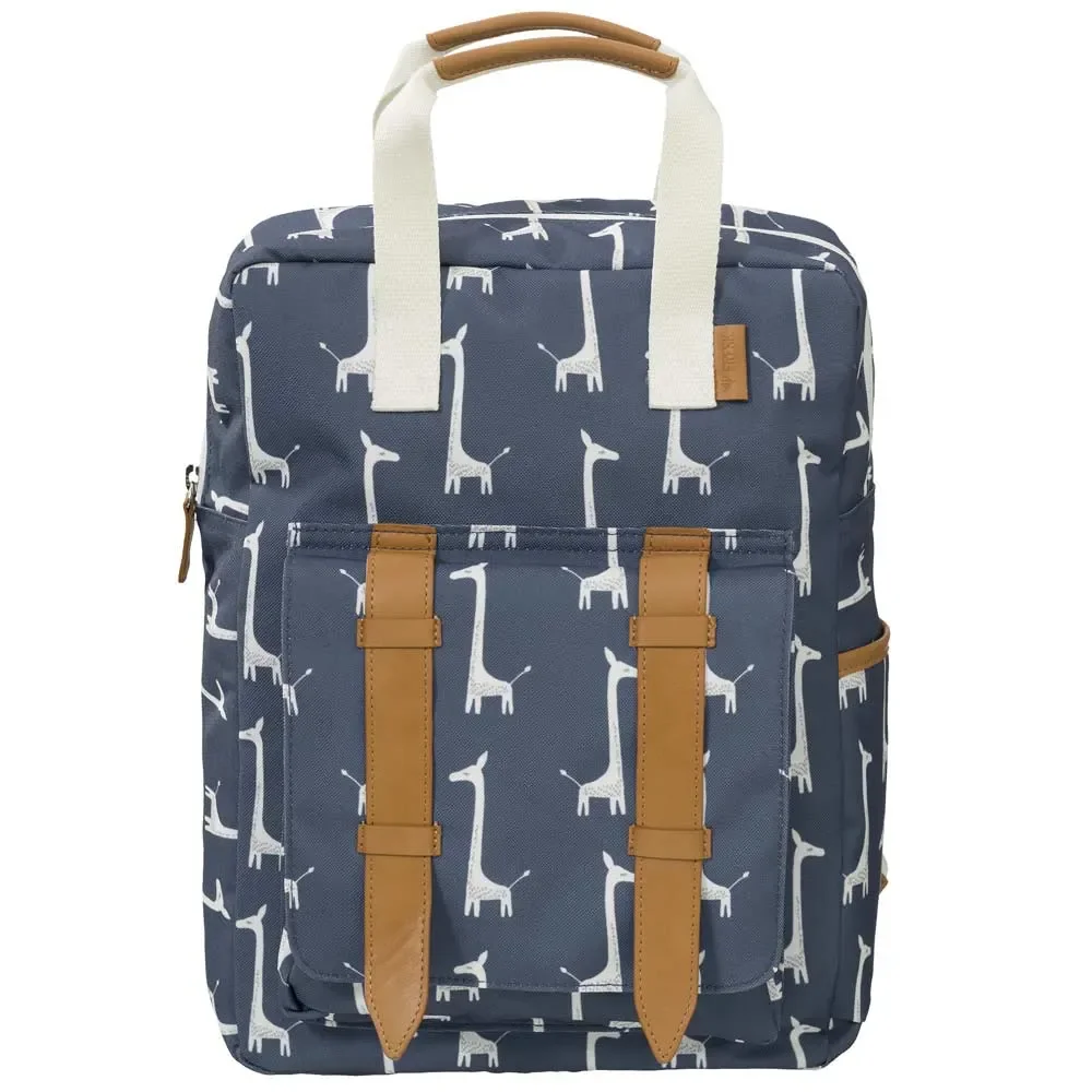 "Fresk kinderrugzak grote giraffe blauw image"