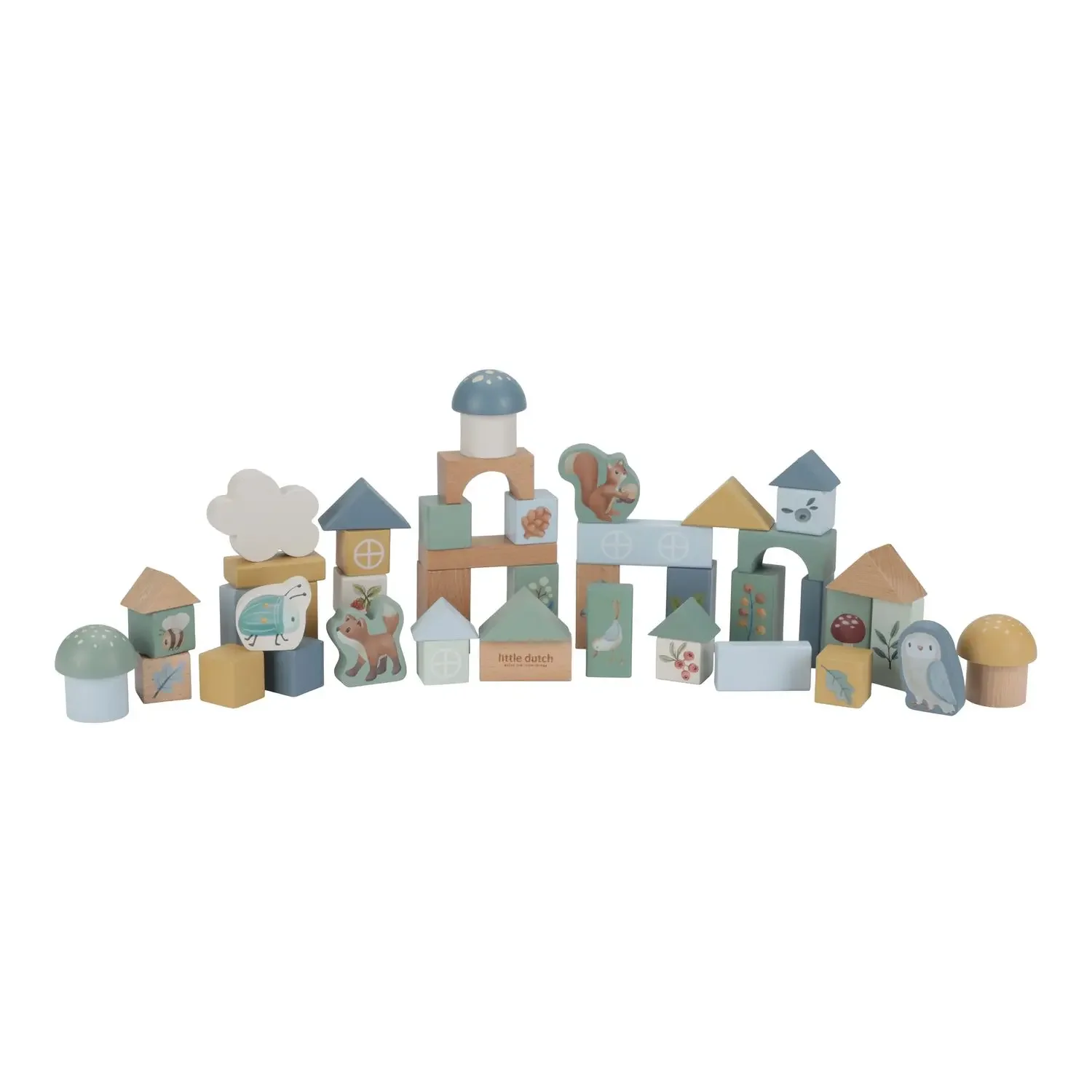 "Little Dutch bouwstenen, houten blokken - Forest Friends, blauw image"