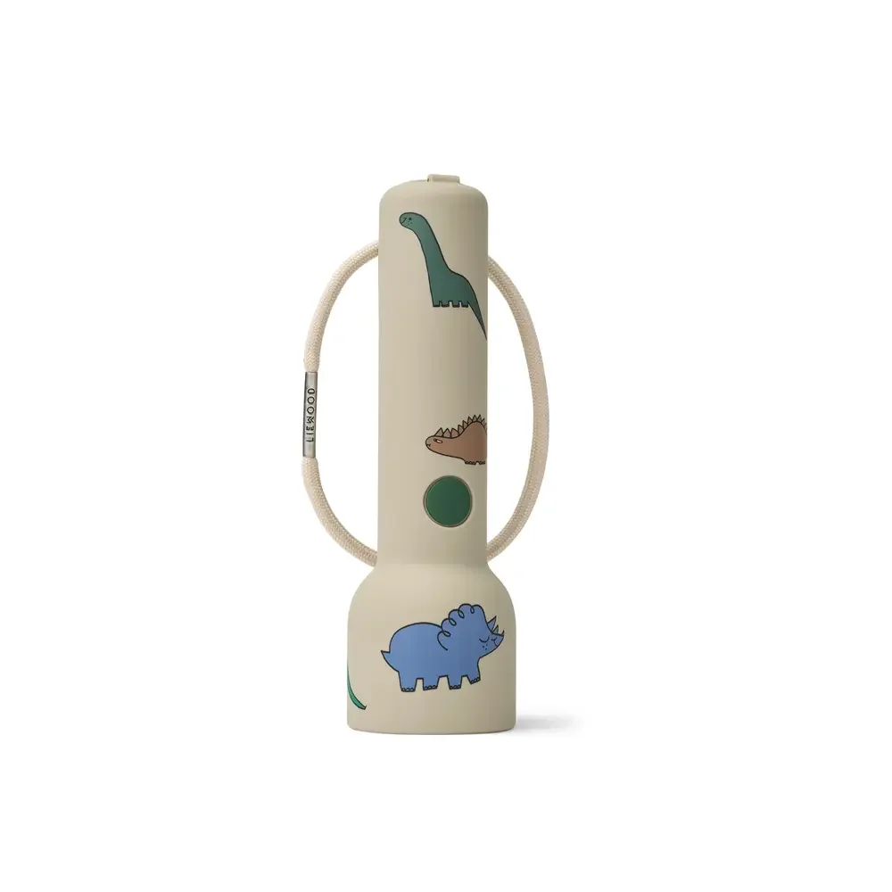 Liewood Gry kinderzaklamp van siliconen – Antislip speel- en ontdekkingszaklamp, 100% siliconen, dinosaurus/nevel design
