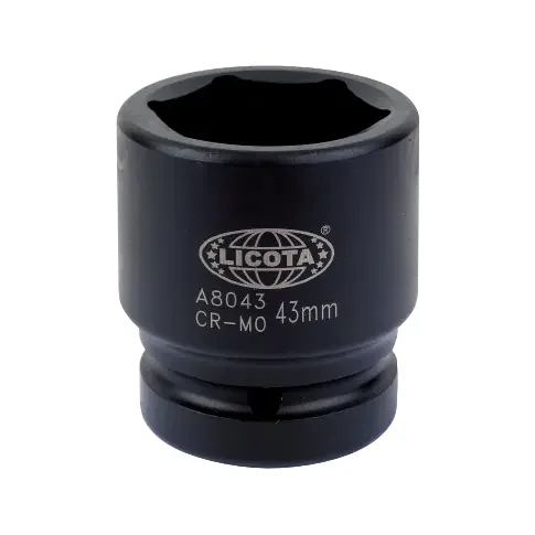 Slagschroefdop 1 inch, SW 75, korte uitvoering, Cr-Mo stalen dop