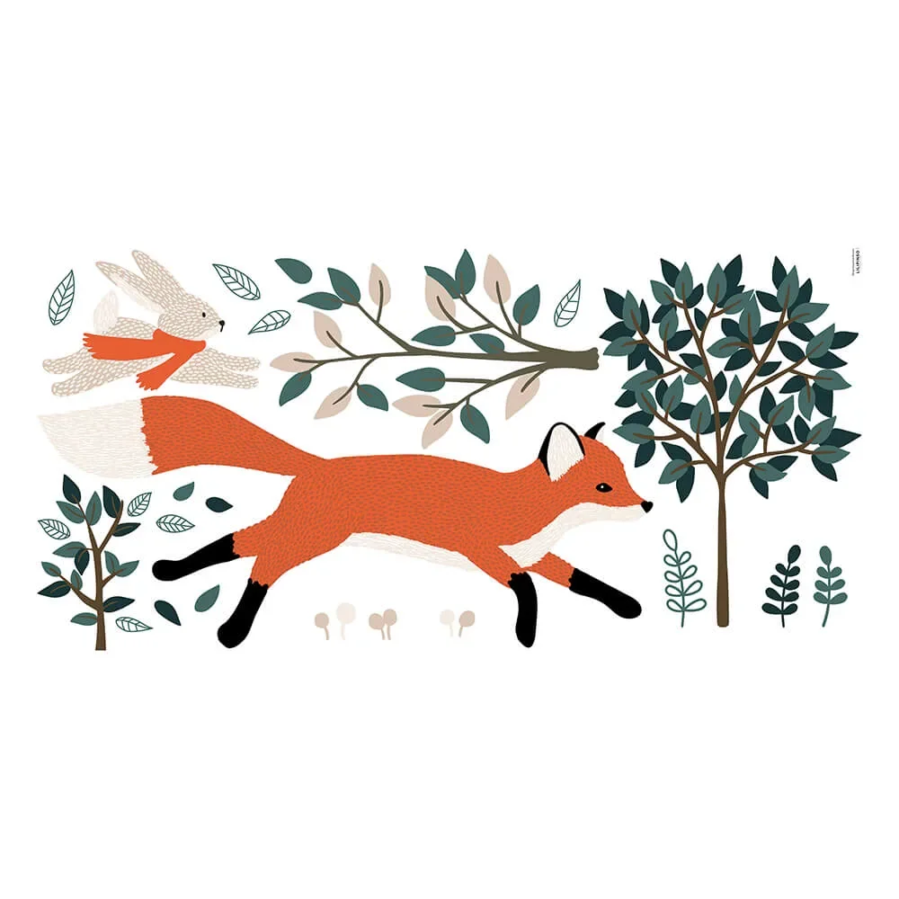 Lilipinso muursticker XL vos en konijn in het bos