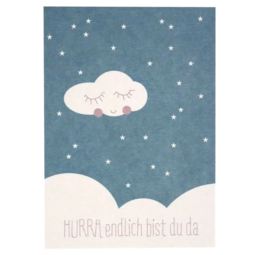 "Ava & Yves ansichtkaart geboorte wolk blauw image"