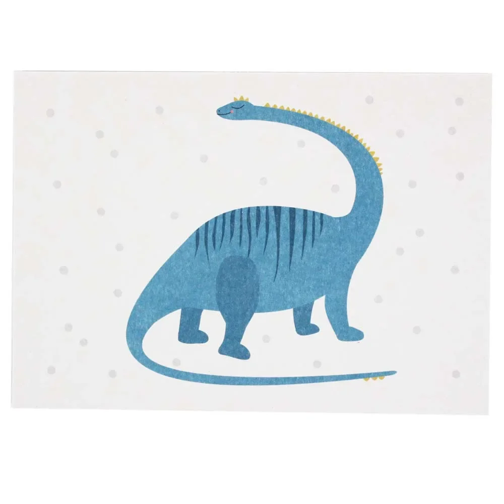 Ava & Yves Ansichtkaart Dino blauw
