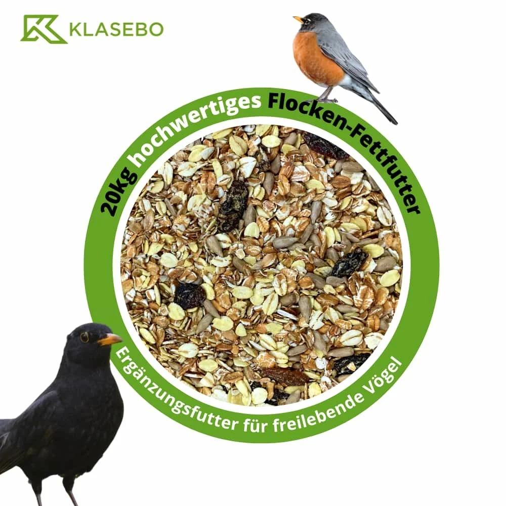 "Vogelvoer 20kg, Premium Flocken-Fettfutter met zonnebloempitten en rozijnen, strooivoer vogels image"