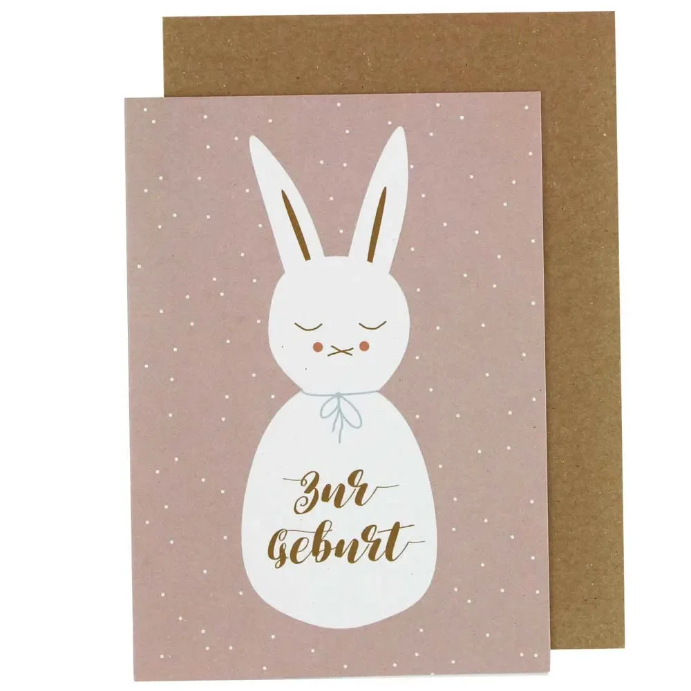 Ava & Yves felicitatiekaart voor de geboorte konijn
