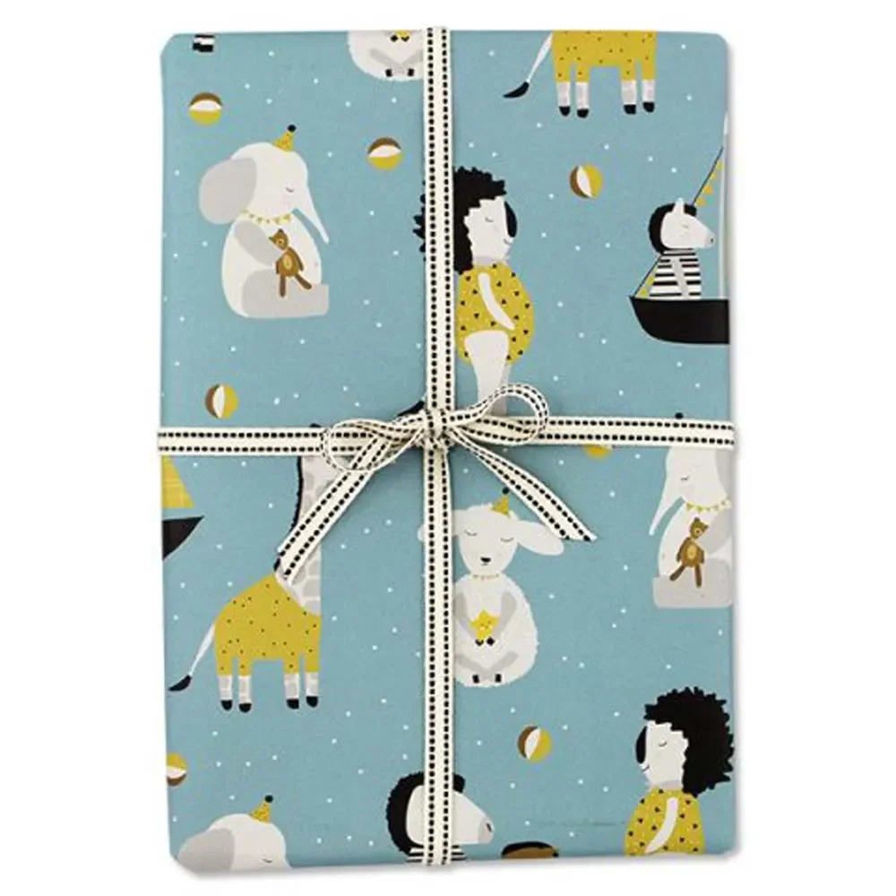 "Ava & Yves inpakpapier dieren blauw image"