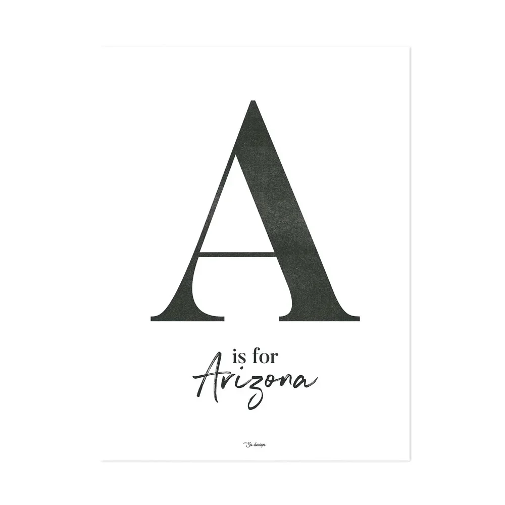 "Lilipinso Poster A is voor Arizona zwart op wit image"