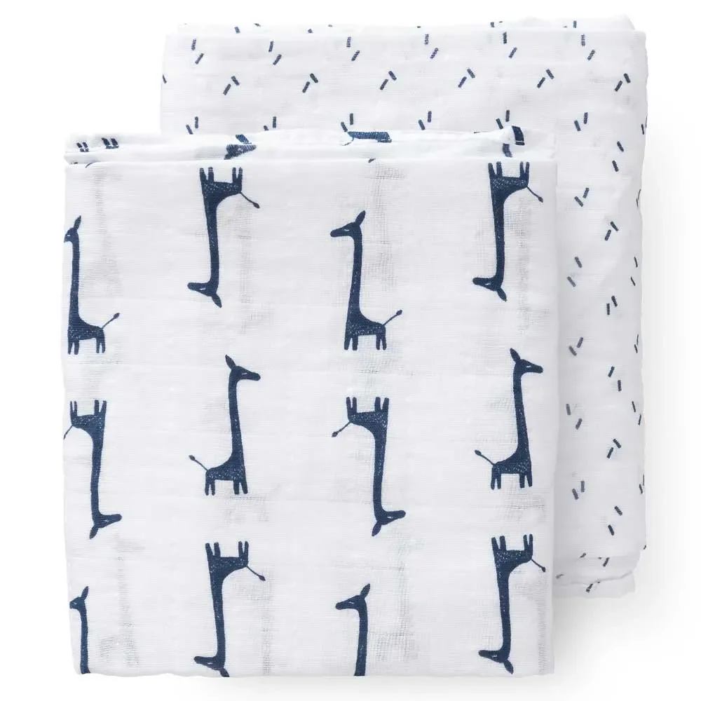 "Fresk mousseline doek Swaddle Giraffe blauw image"