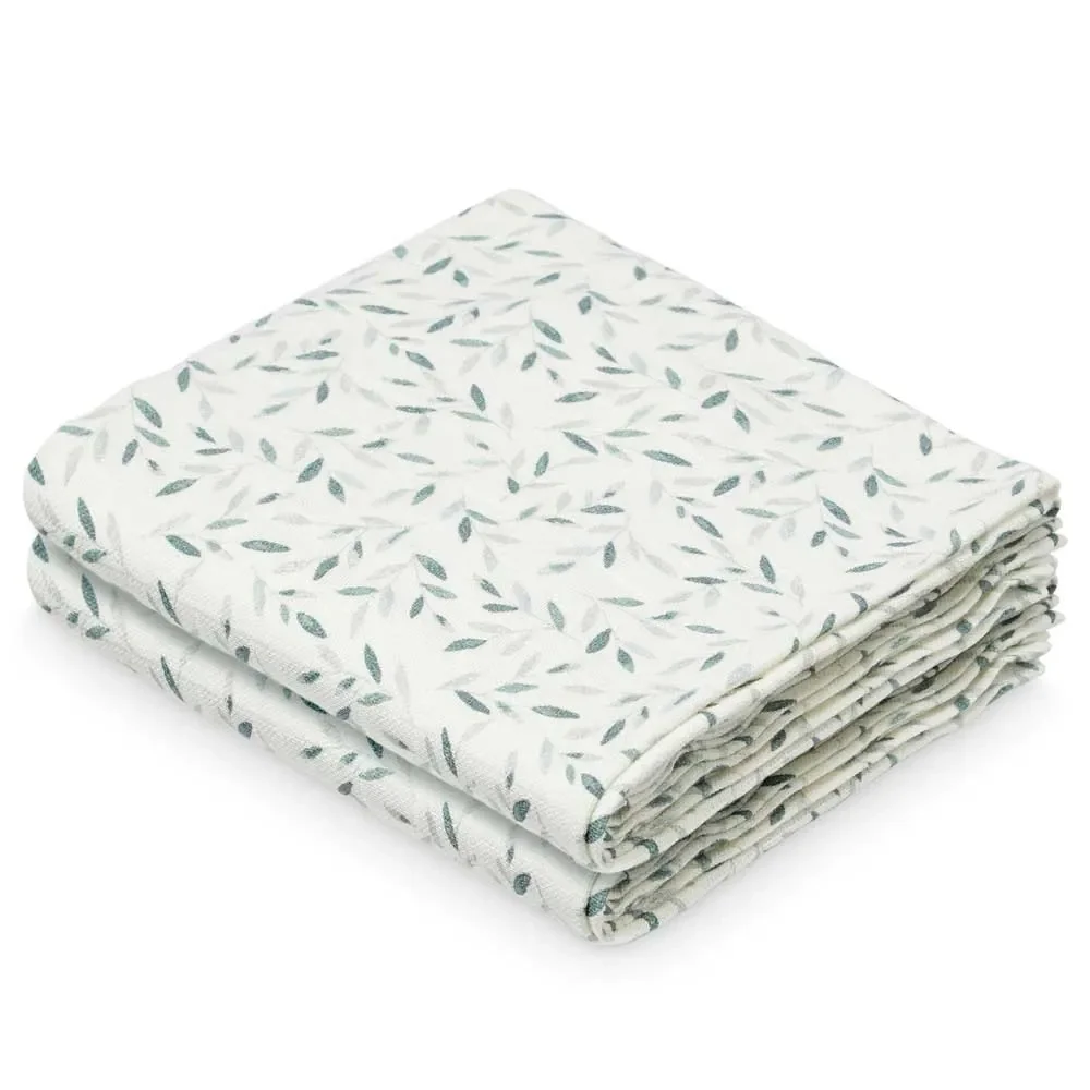 "Cam Cam mousseline doek set van 2 "Green Leaves" groene blaadjes image"