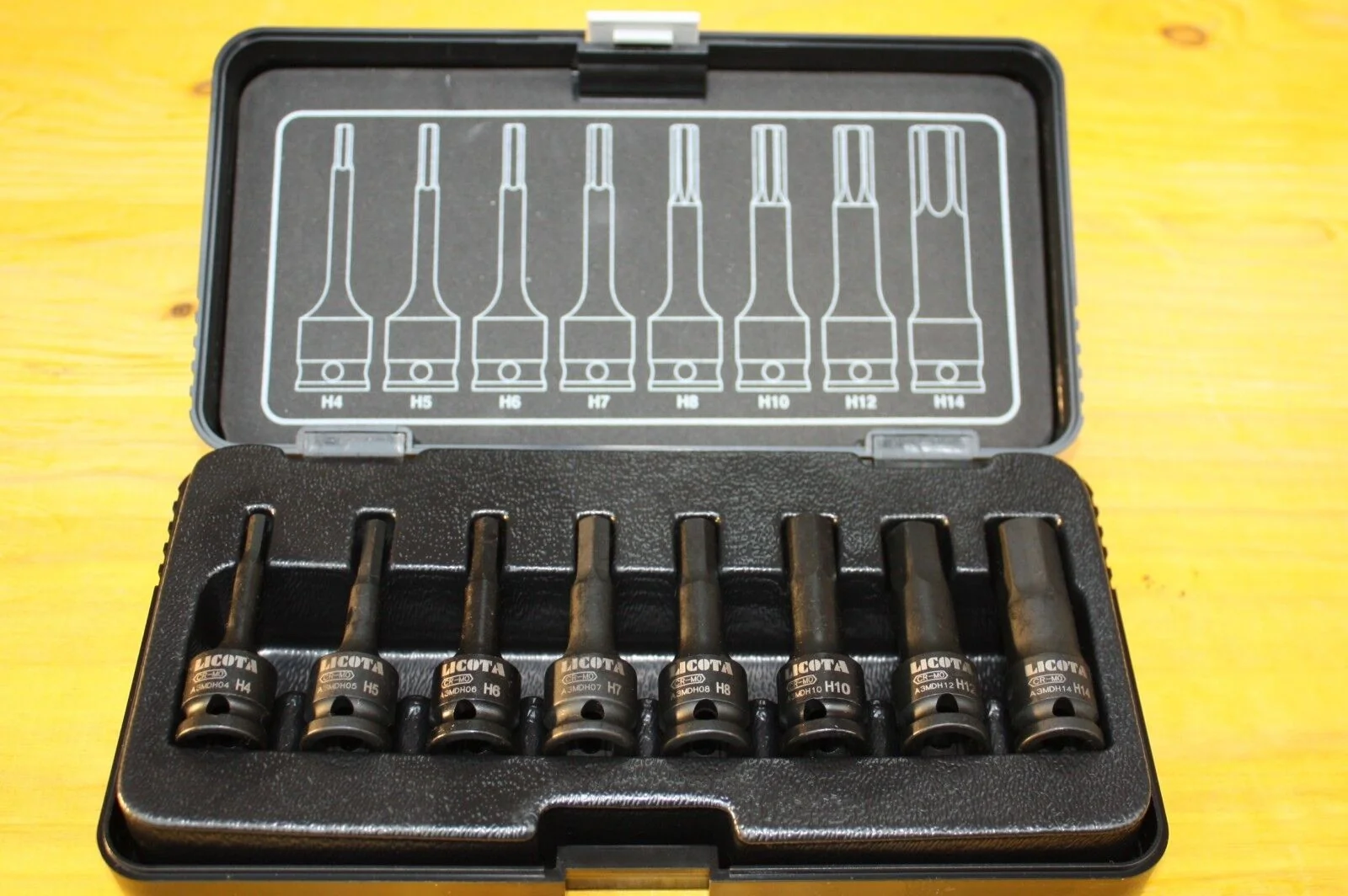 "zeskantsleutel Dopsleutel Set, Slagmoersleutel Doppen, 3/8", H4-H14, 8-delig, Cr-Mo image"