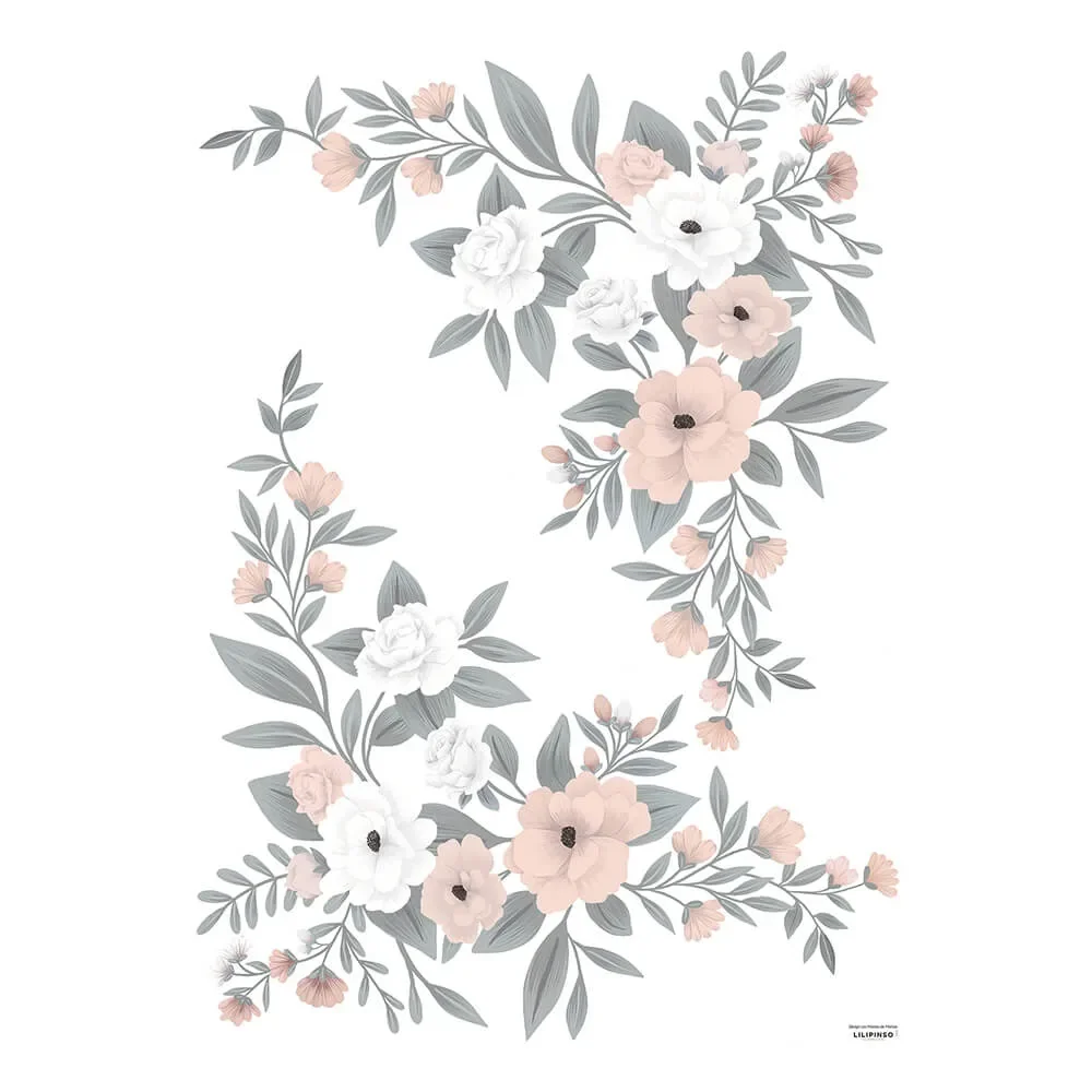 "Lilipinso muursticker L delicate bloemstukken roze wit image"