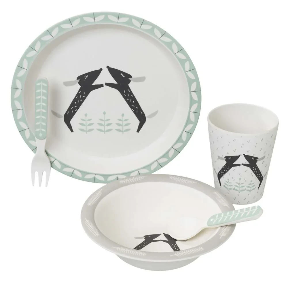 "Fresk bamboe servies set teckel image"