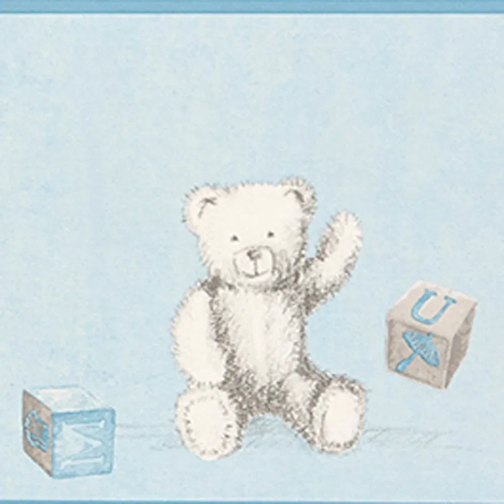 Casadeco Douce Nuit Bordüre Teddybär grau blau