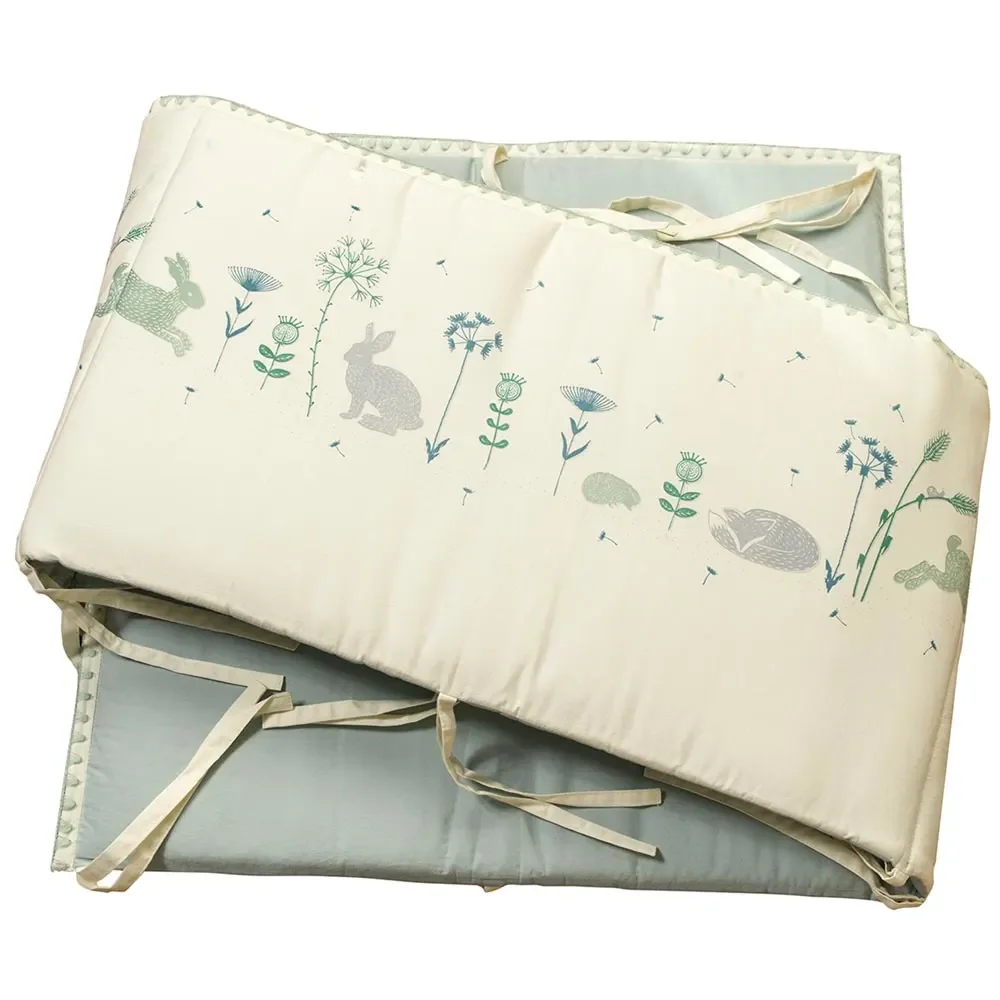 Taftan kinderbed nestje "Hello World" blauw groen