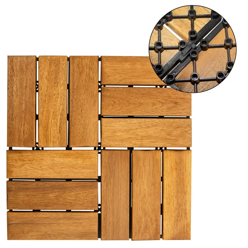 "Terrastegels, acacia terrastegels, mozaïek CLICK, 30x30x2,4 cm, houten terrastegels image"