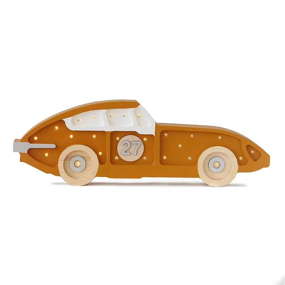 little lights Led deco kinderlamp raceauto mosterdgeel
