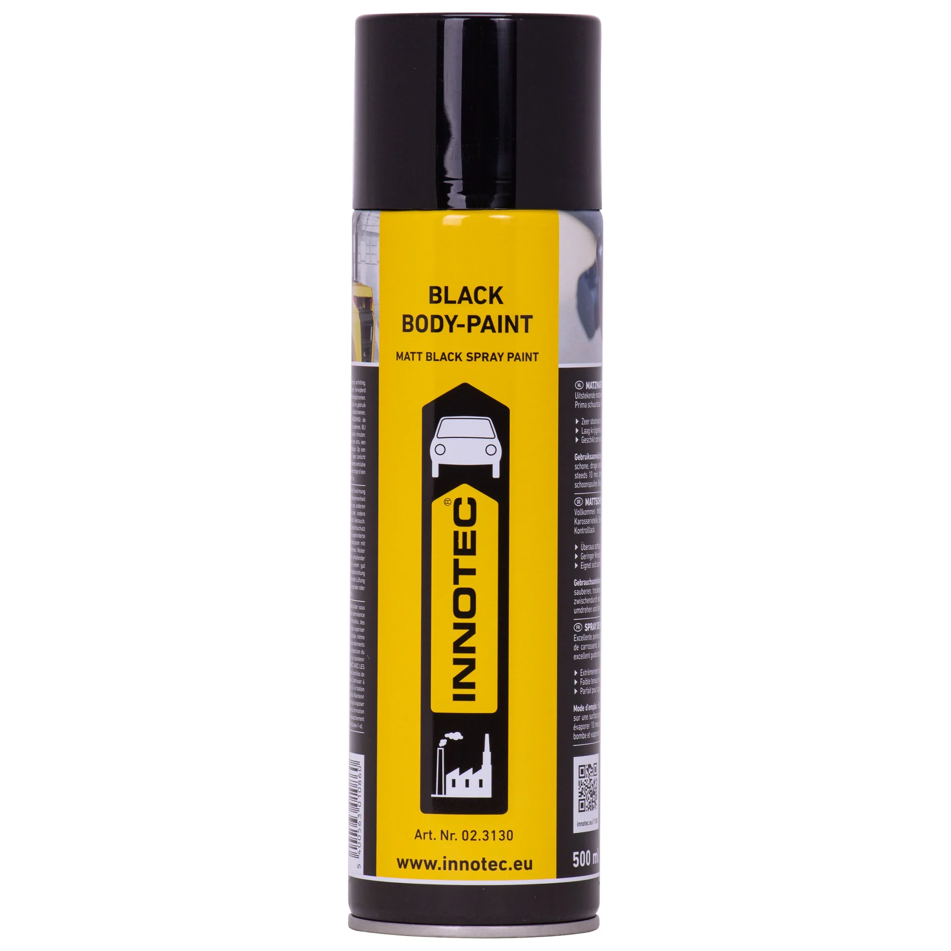 Matte zwarte lak, zwarte lak spray, spuitbus mat zwart, 500 ml