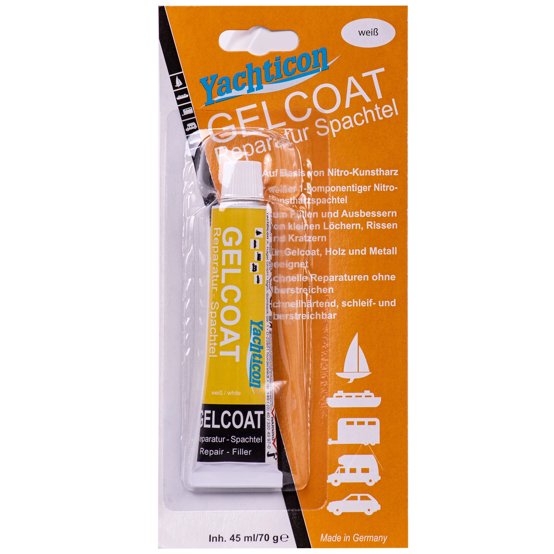 "Gelcoat reparatiepasta, Gelcoat reparatie, witte gelcoat reparatie, 70 g in de tube image"