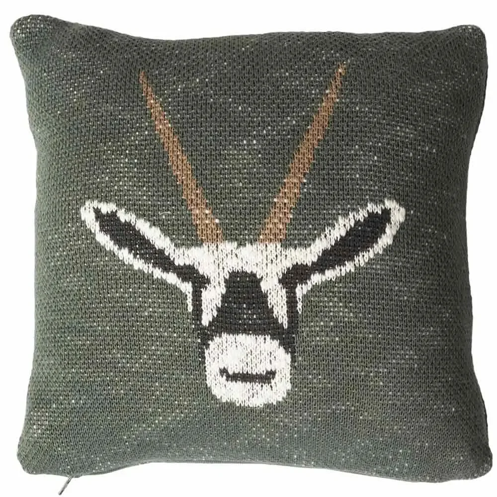 Quax gebreid kussen antilope kaki 30 x 30
