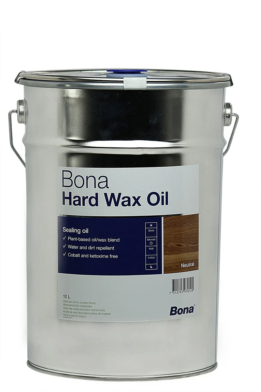 "Hardwax olie, zijdemat, 10 liter, halfmat, voor houten vloeren binnen image"