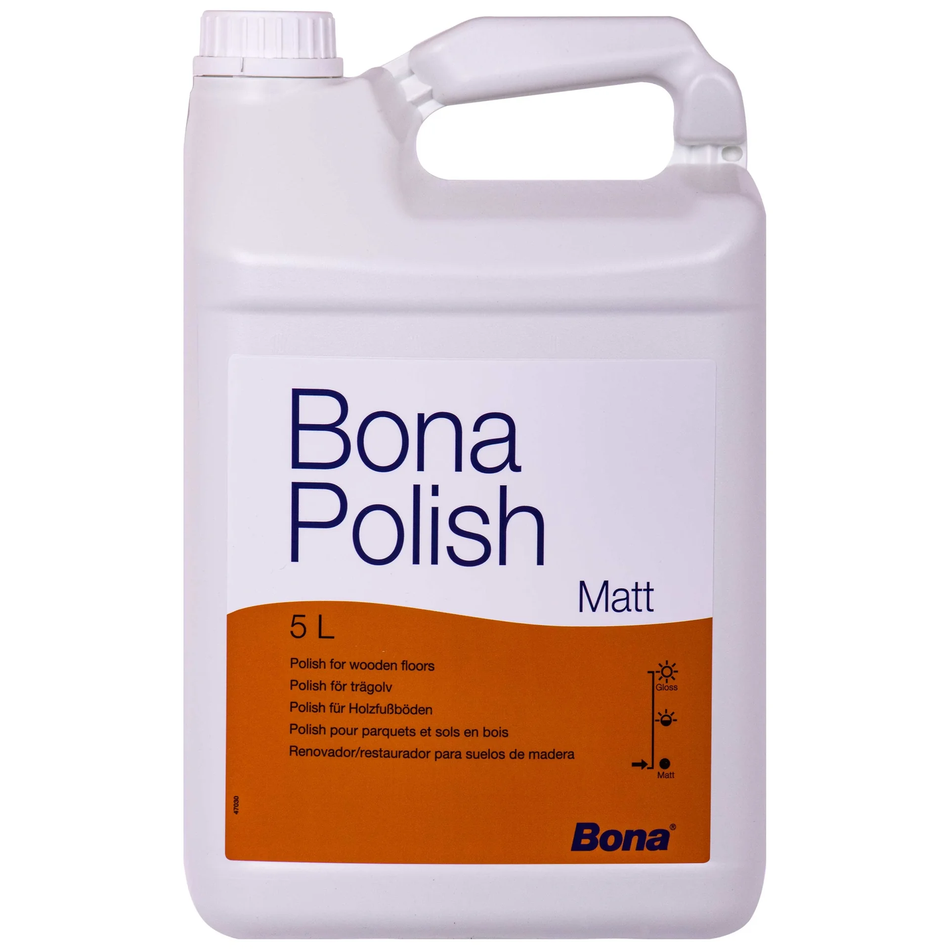 Parket onderhoud, 5 Liter matte parketpolish, Parket reiniger