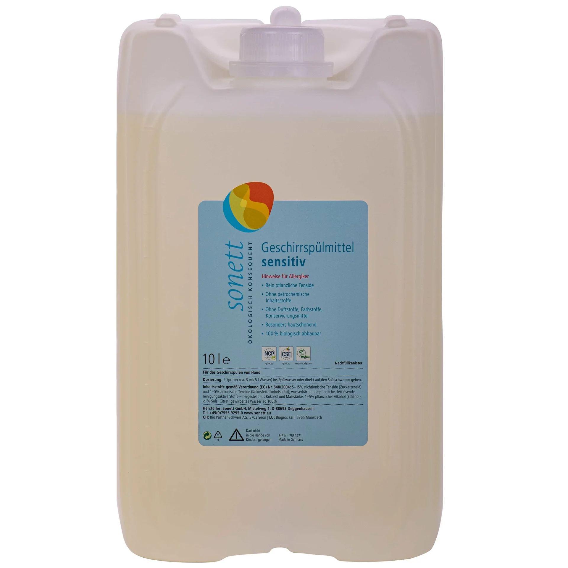 "Afwasmiddel sensitief 10 liter, ecologisch, parfumvrij, grootverpakking image"