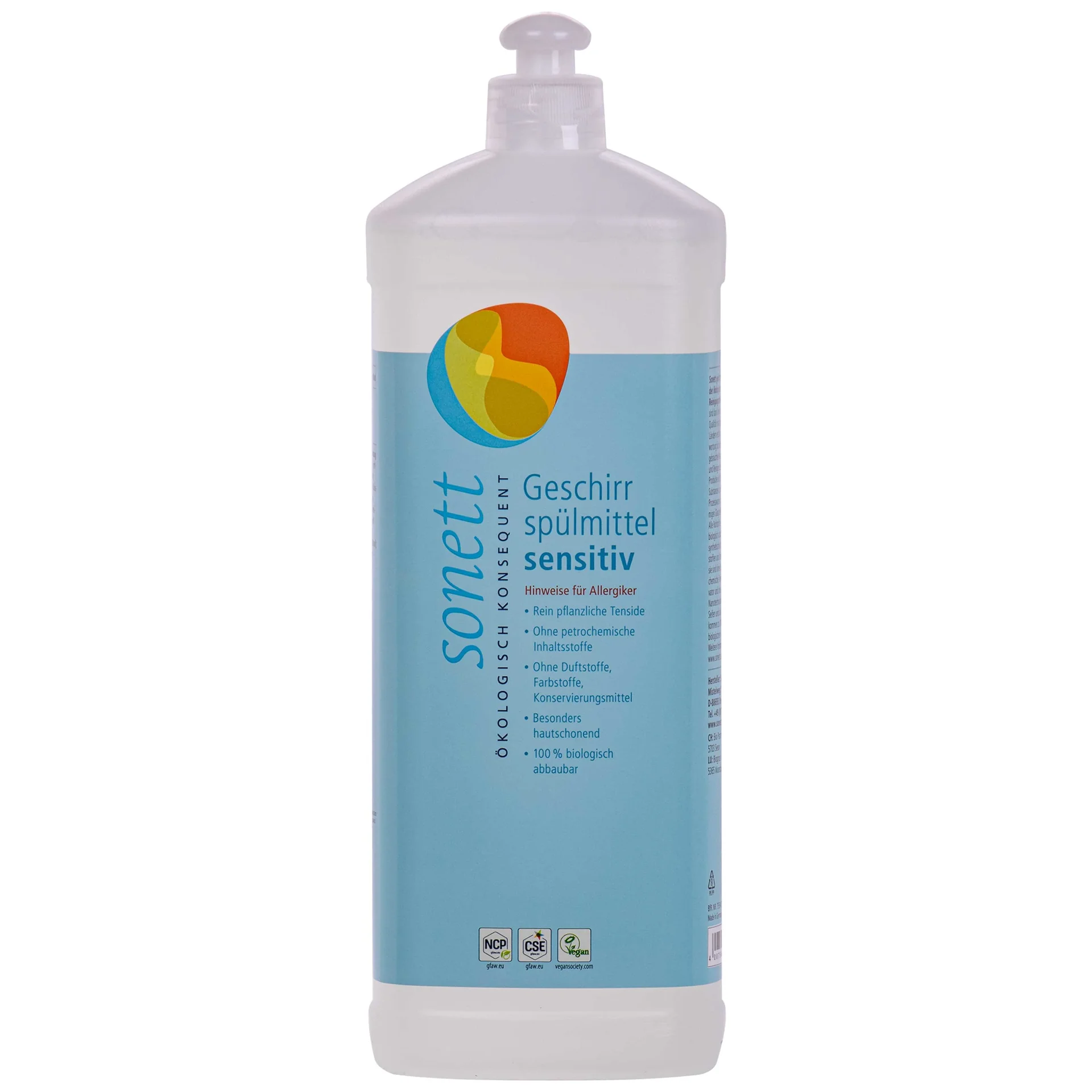 "Vaatwasmiddel SENSITIV 1 Liter, afwasmiddel, ecologisch afwasmiddel, voor gevoelige huid image"